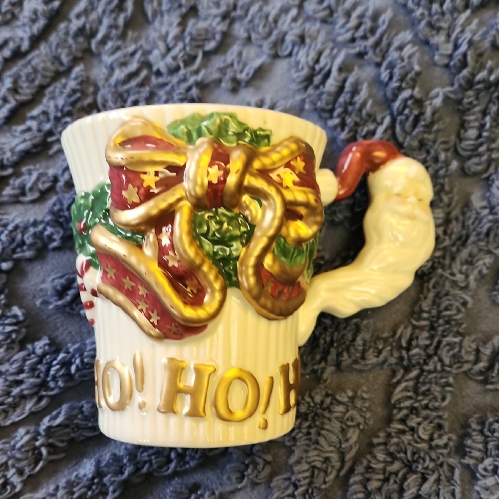 Fitz And Floyd  Christmas Mug with Santa Handle